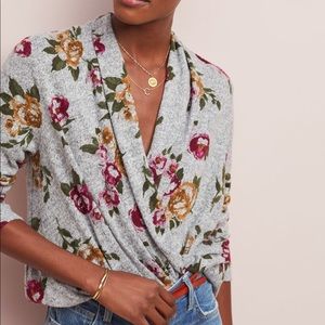 Anthropologie Floral Sweater Wrap